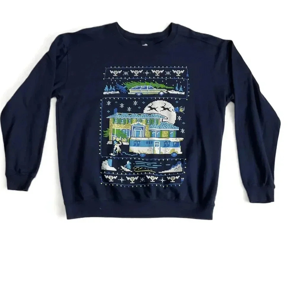 TeeFury Blue Graphic Long Sleeve Crew‎ Neck Casual Sweatshirt Large